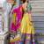 Mustard Yellow Tussar Silk Kalamkari Print Lehenga Choli