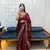 Maroon Embroidered Fancy Fabric Saree With Blouse Set