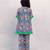 Blue Printed Floral Cotton Top and Pant Set for Girls