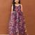 Rakhi Special Purple Floral Organza Maxi Dress with Zari Work & Matching Pants 