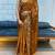 Gold FENDI CHIFFON Embroidered Saree With Blouse