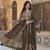 Olive green faux georgette straight-cut suit with heavy embroidery     stitched salwar suit