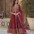 Wine Embroidered faux georgette anarkali suit 