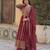 Wine Embroidered faux georgette anarkali suit 