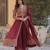 Wine Embroidered faux georgette anarkali suit 