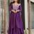 Purple georgette embroidery beads & sequins work layered anarkali gown 