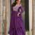 Purple georgette embroidery beads & sequins work layered anarkali gown 