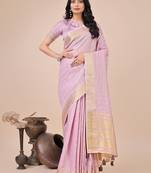 Purple color organza fabric wevon designer traditonal wear saree