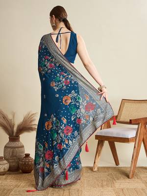 BlueWoven with table printed cotton saree 2