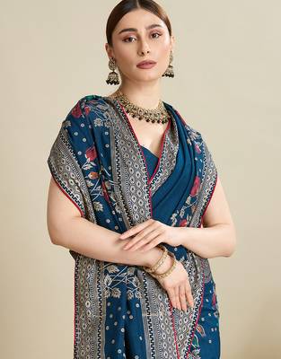 BlueWoven with table printed cotton saree 3