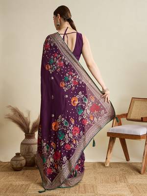 Wine blended cotton wevon with table printed sober fancy saree 2