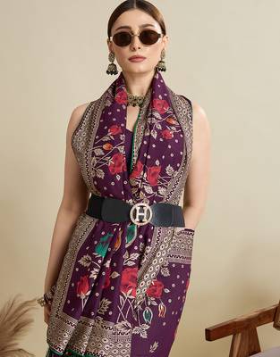 Wine blended cotton wevon with table printed sober fancy saree 3