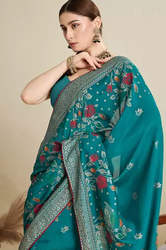 Rama blended cotton wevon with table printed sober fancy saree