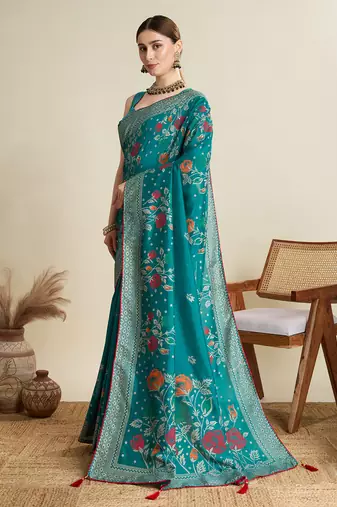 Rama blended cotton wevon with table printed sober fancy saree