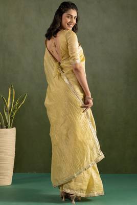 ready made yellow chiffon saree graceful style saree 2