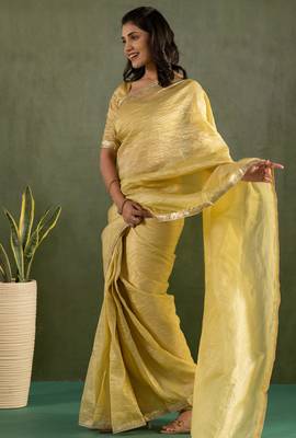 ready made yellow chiffon saree graceful style saree 4
