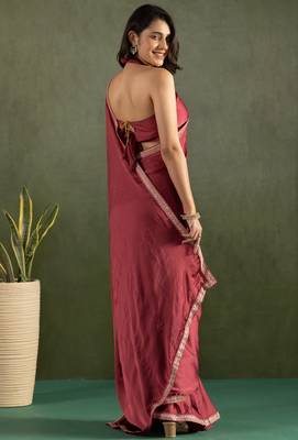 ready to wear maroon chiffon saree graceful style saree 2