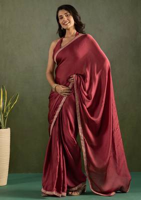 ready to wear maroon chiffon saree graceful style saree 4