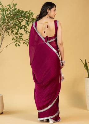 ready made maroon chiffon saree graceful style saree 2