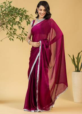 ready made maroon chiffon saree graceful style saree 5