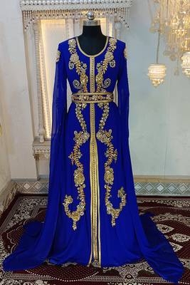 Royal blue designer moroccan wedding kaftan 1
