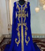 Royal blue designer moroccan wedding kaftan