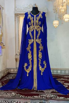 Royal blue designer moroccan wedding kaftan 2