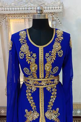 Royal blue designer moroccan wedding kaftan 4