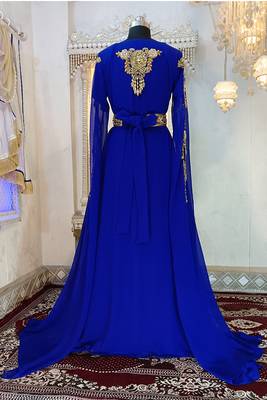 Royal blue designer moroccan wedding kaftan 5