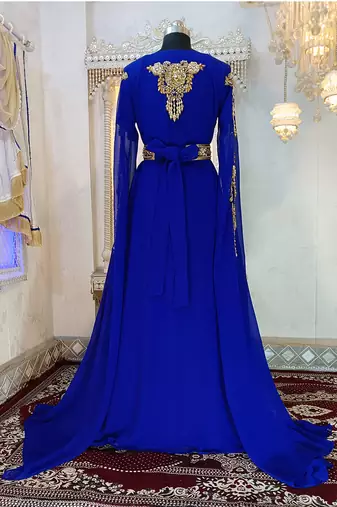 Royal blue designer moroccan wedding kaftan