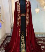Maroon and black islamic wedding designer moroccan kaftan
