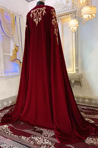 Maroon and black islamic wedding designer moroccan kaftan