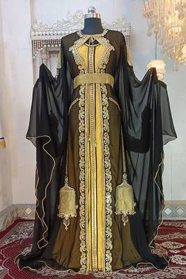 Black and gold designer moroccan party wear kaftan 2