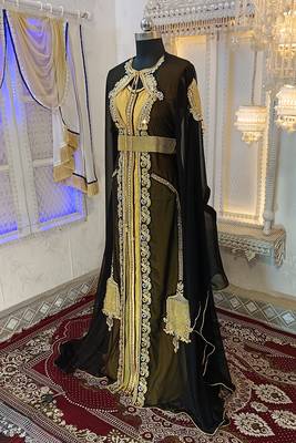 Black and gold designer moroccan party wear kaftan 3