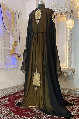 Black and gold designer moroccan party wear kaftan