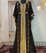 Black and gold islamic wedding designer moroccan kaftan
