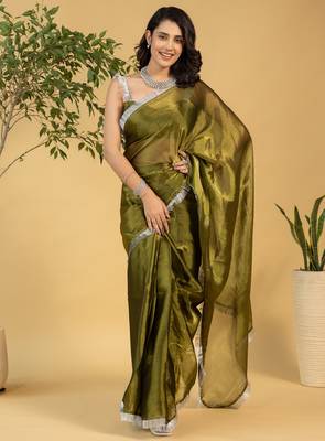 ready to wear mahendi chiffon saree graceful style saree 1