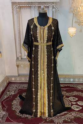Black and gold islamic wedding designer moroccan kaftan 2