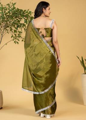 ready to wear mahendi chiffon saree graceful style saree 2