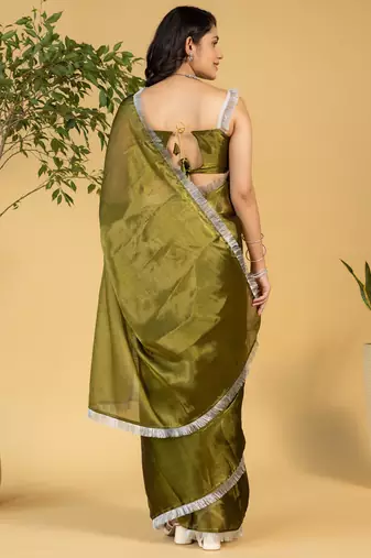 ready to wear mahendi chiffon saree graceful style saree