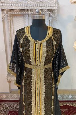 Black and gold islamic wedding designer moroccan kaftan 4