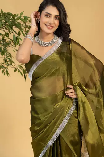 ready to wear mahendi chiffon saree graceful style saree