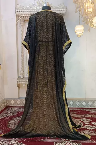 Black and gold islamic wedding designer moroccan kaftan