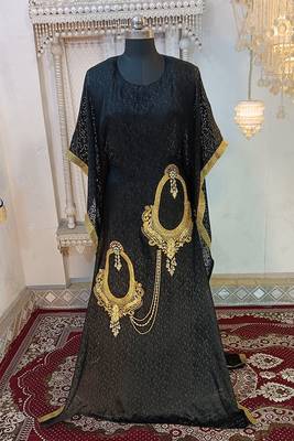 Black designer embroidery islamic takchita kaftan 1