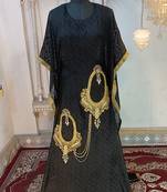 Black designer embroidery islamic takchita kaftan