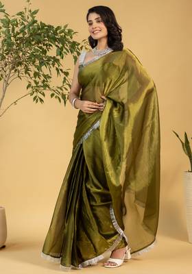 ready to wear mahendi chiffon saree graceful style saree 4