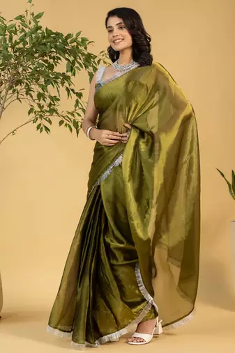 ready to wear mahendi chiffon saree graceful style saree