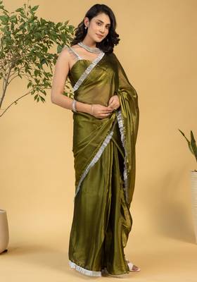 ready to wear mahendi chiffon saree graceful style saree 5
