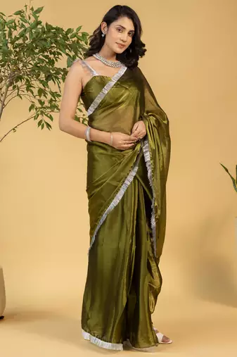 ready to wear mahendi chiffon saree graceful style saree