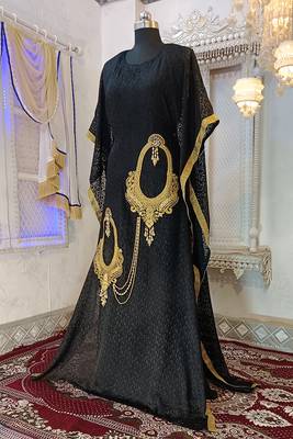 Black designer embroidery islamic takchita kaftan 3